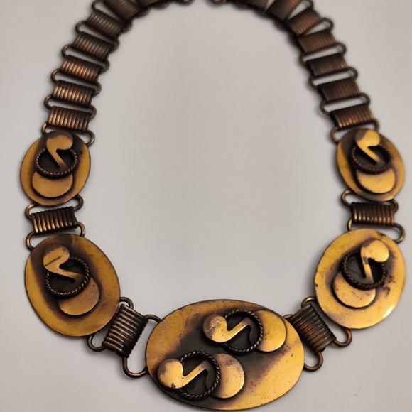 Vintage 60s Roslyn Hoffman Solid Copper Necklace - Picture 2 of 11
